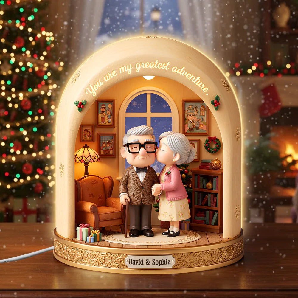 Old Couple Acrylic Light Box - Personalized Gift For Couples