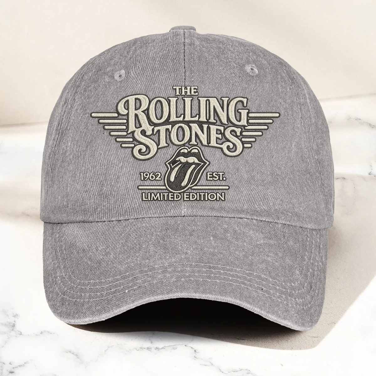 The Rolling Stones Tongue Logo Est 1962 Denim Cap – Retro Vintage Dad Cap Gift For Dad