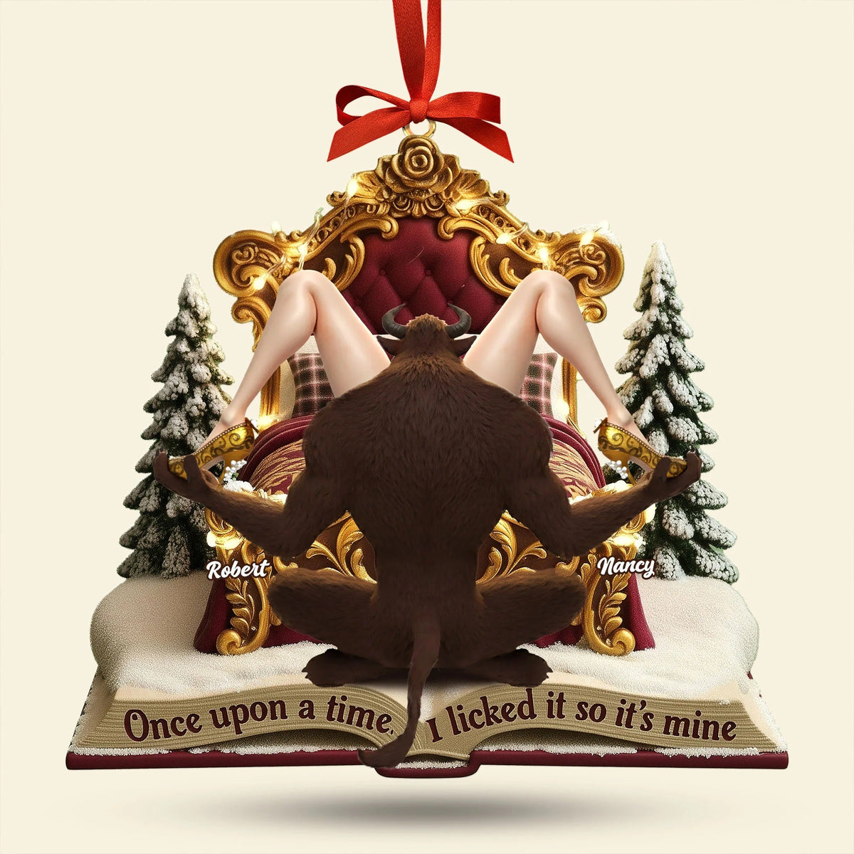 Cheeky Fairytale Couple Ornament - Personalized Couple Ornament