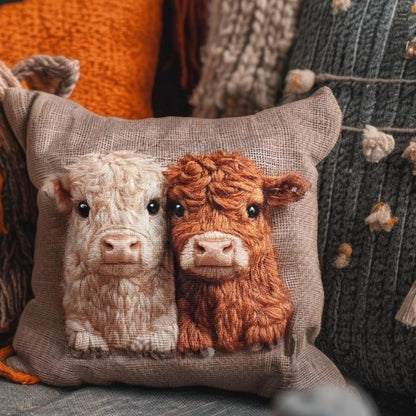 Personalized Scottish Highland Cattle Pillow Cover
