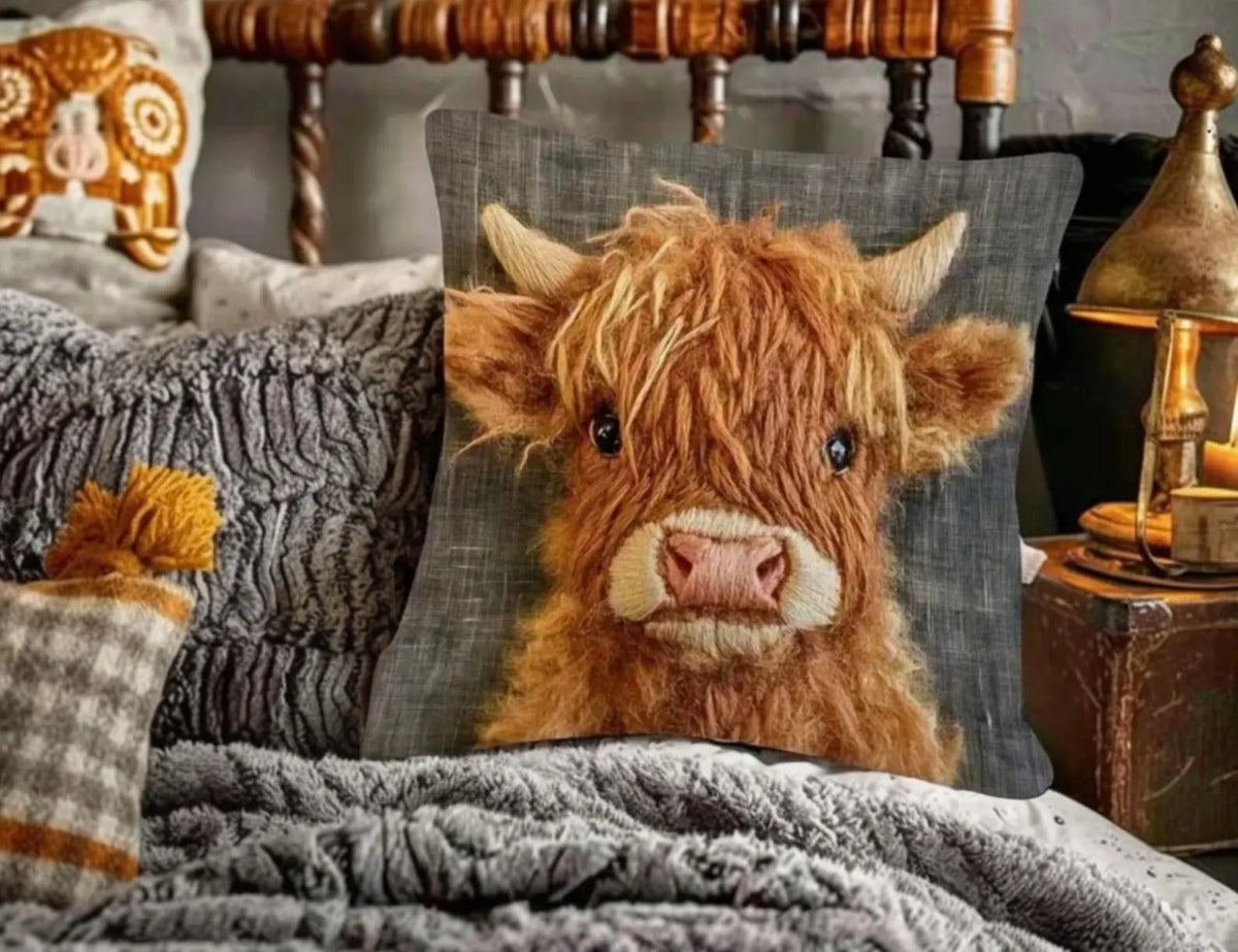 Personalized Scottish Highland Cattle Pillow Cover