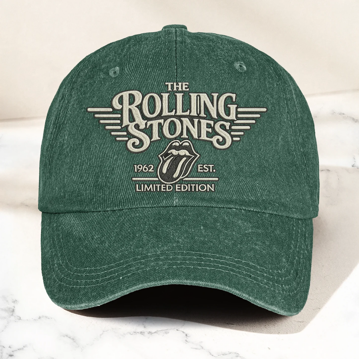 The Rolling Stones Tongue Logo Est 1962 Denim Cap – Retro Vintage Dad Cap Gift For Dad