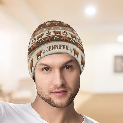Personalized Cute Highland Cow Beanie Hat