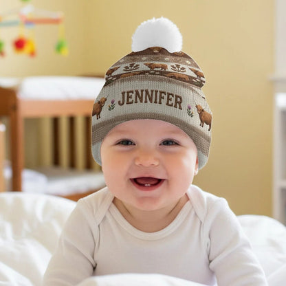 Personalized Cute Highland Cow Beanie Hat