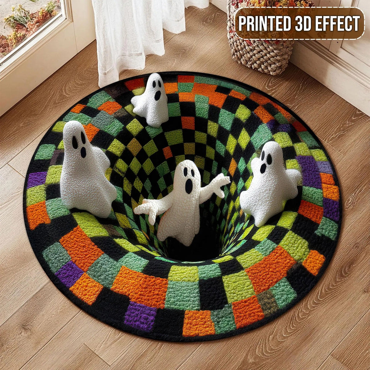 Halloween Ghost Welcome Quilted Round Mat