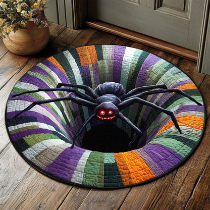 Halloween Spider Faux Quilted Round Mat