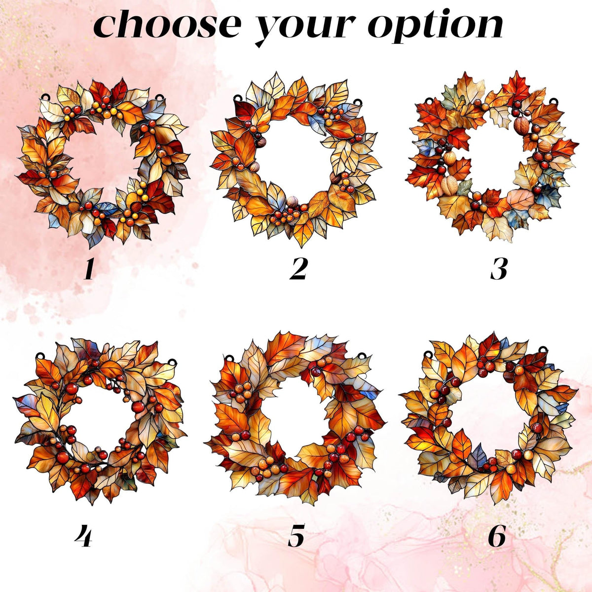 Fall Leaves Wreath Acrylic Window Hanging, Acrylic Window Hanging
