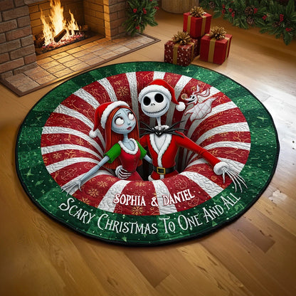 Creepy Cute Couple Round Mat - Personalized Gifts For Couple