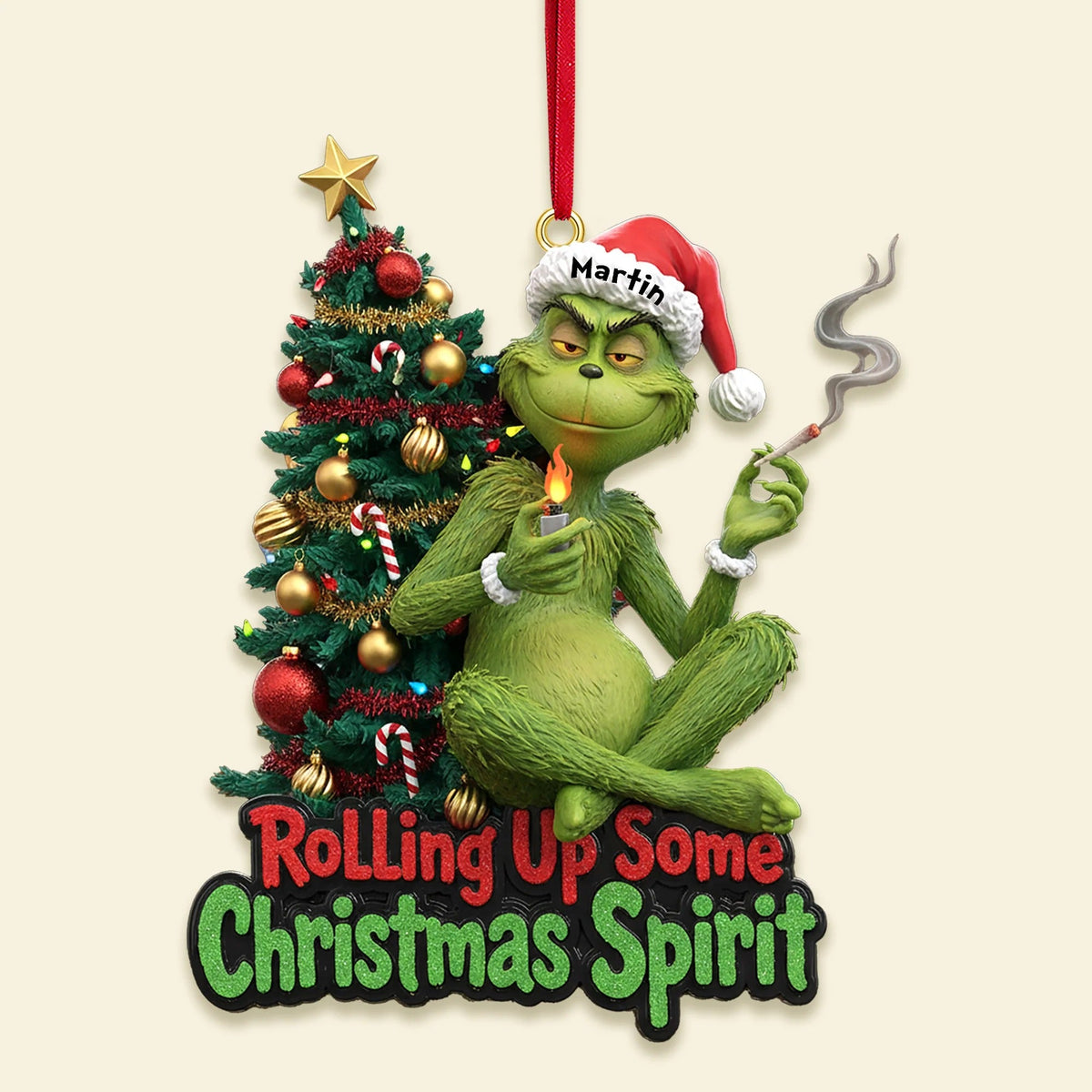 Green Monster Smoker Couple Ornament - Personalized Gifts For Couple Ornament