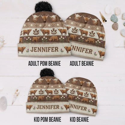 Personalized Cute Highland Cow Beanie Hat