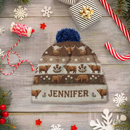 Personalized Cute Highland Cow Beanie Hat