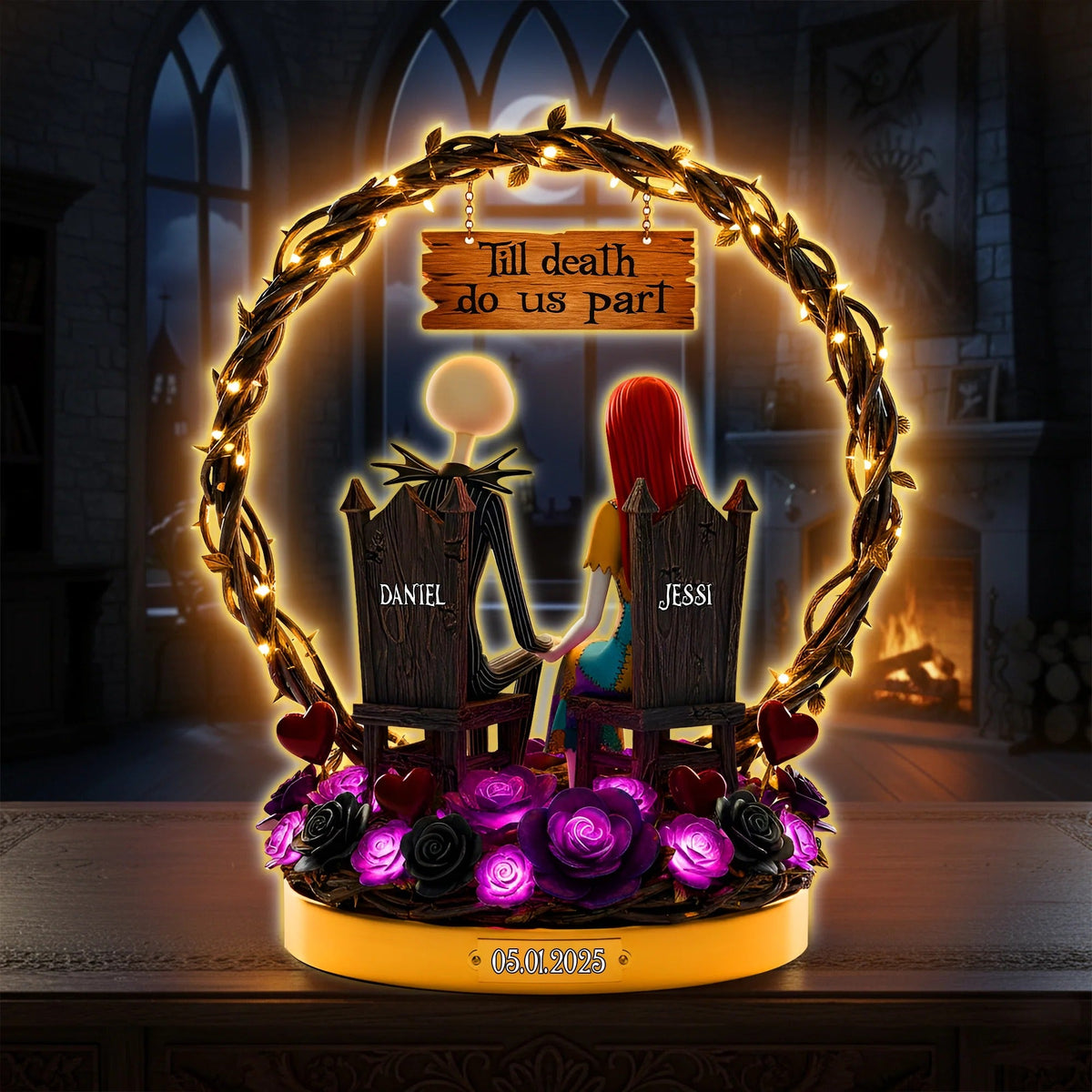 Dark Romance Custom Shape Acrylic Light Box - Personalized Gift For Couples
