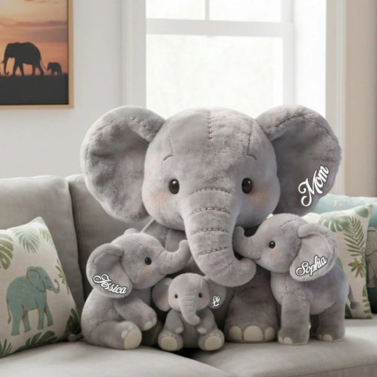 Mama Elephant - Personalized Mother Custom Shaped Pillow