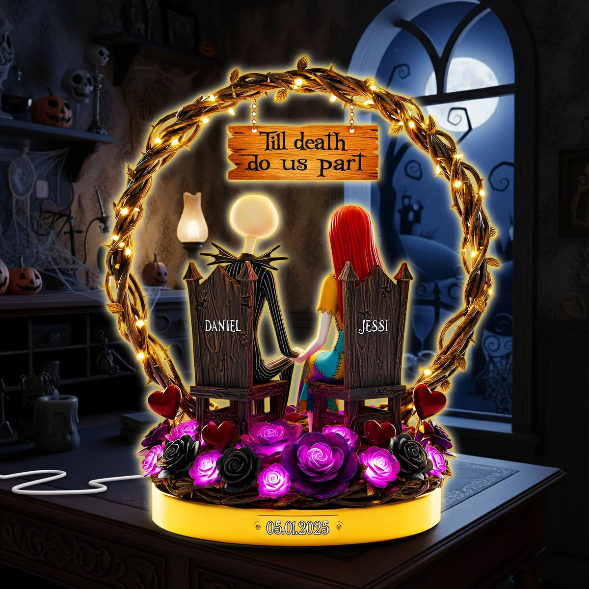 Dark Romance Custom Shape Acrylic Light Box - Personalized Gift For Couples