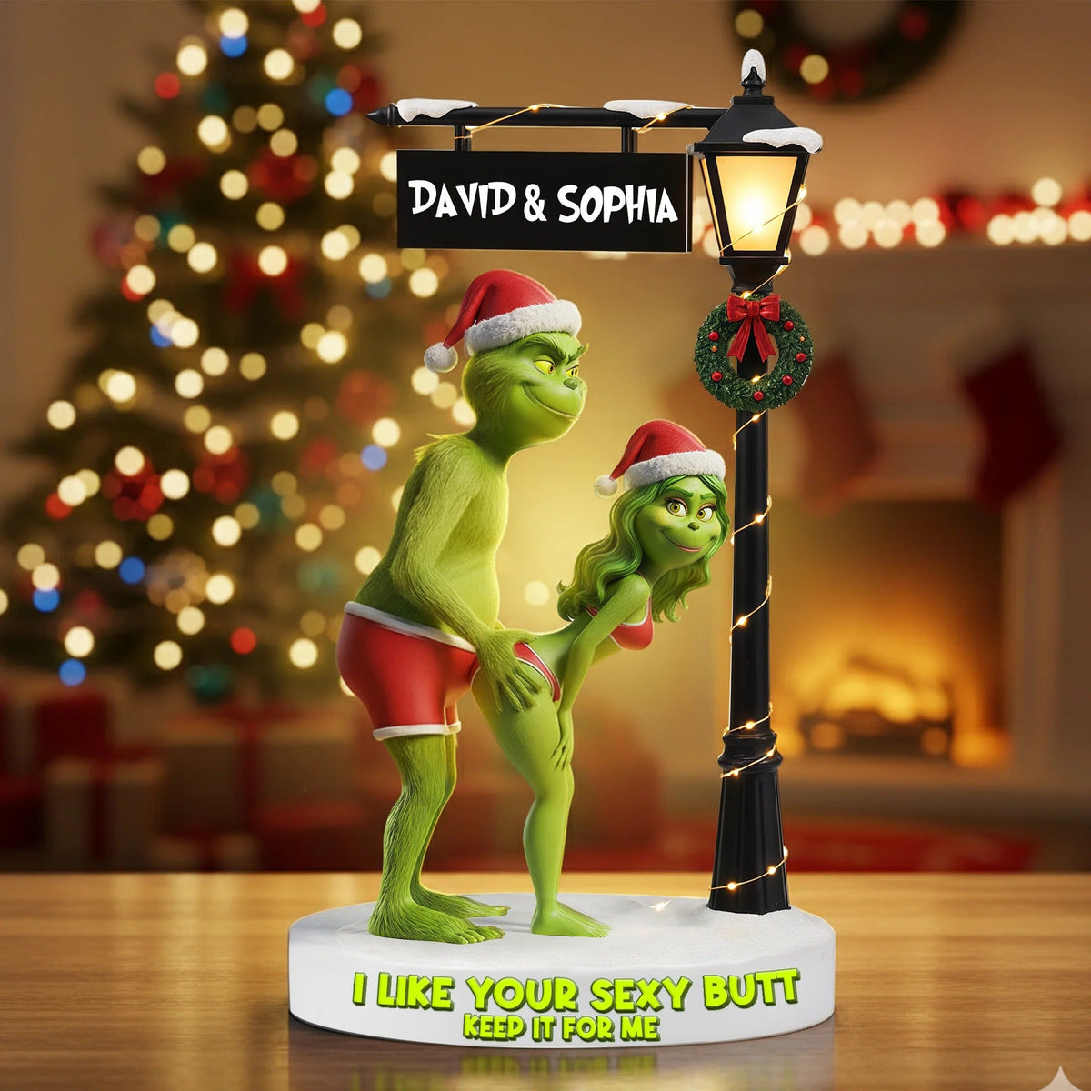 Cheeky Green Monster Couple Acrylic Light Box, Personalized Gift For Couples