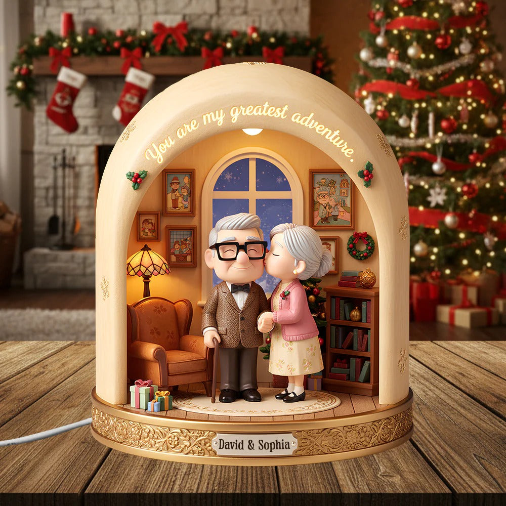 Old Couple Acrylic Light Box - Personalized Gift For Couples