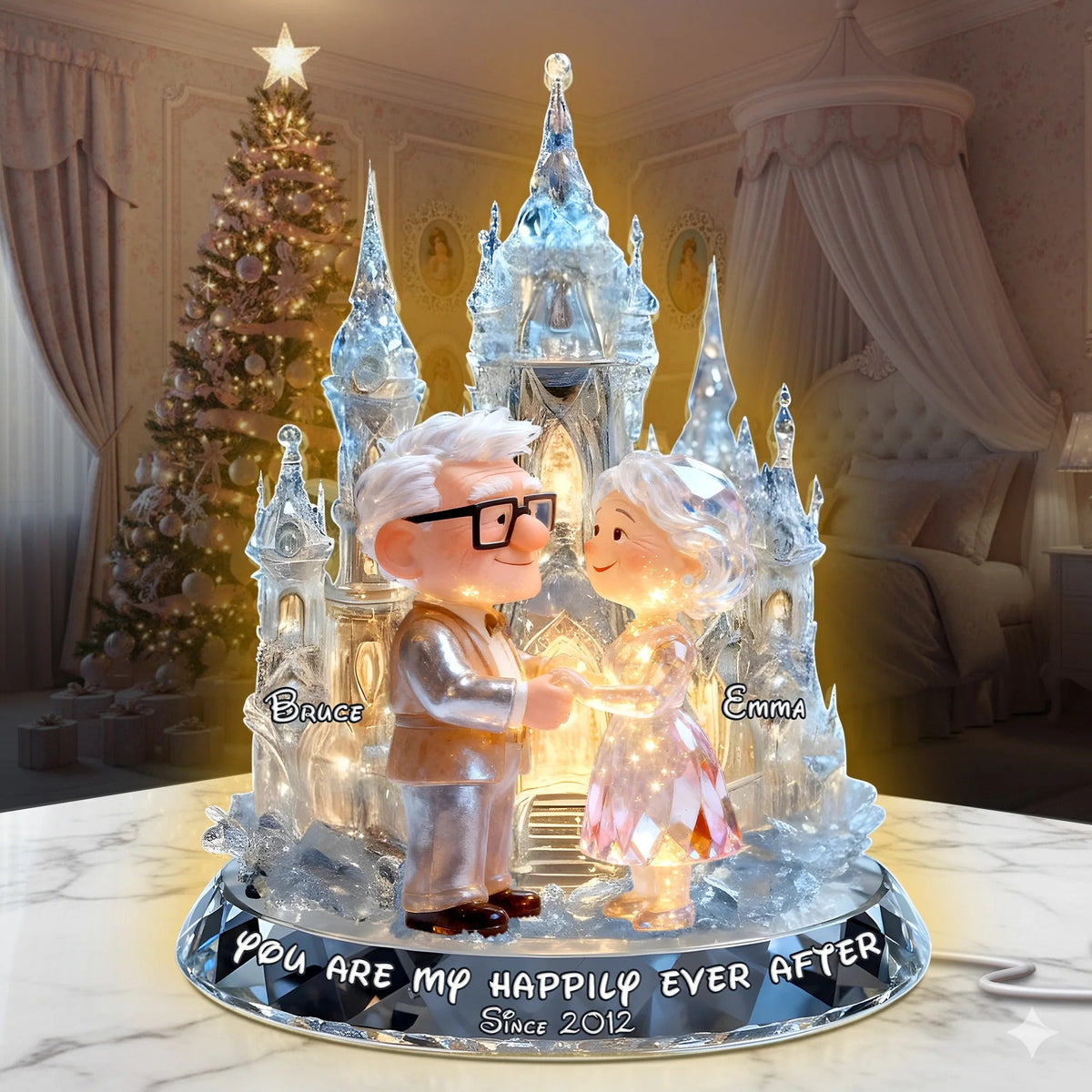 Shimmering Fairytail Couple Acrylic Light Box, Personalized Gifts For Couple