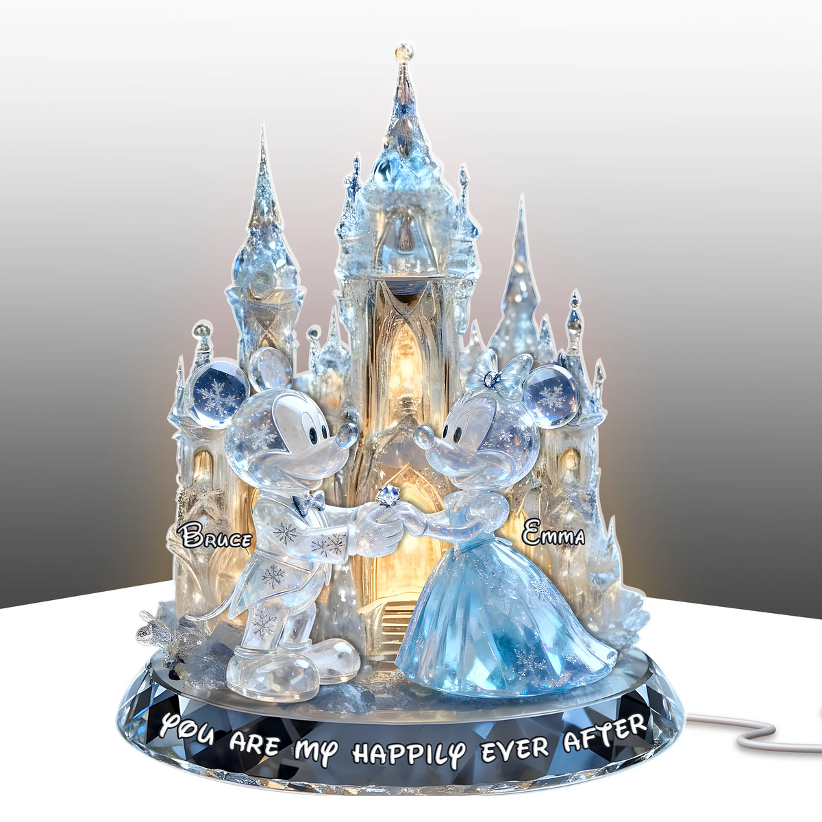 Shimmering Fairytail Couple Acrylic Light Box, Personalized Gifts For Couple