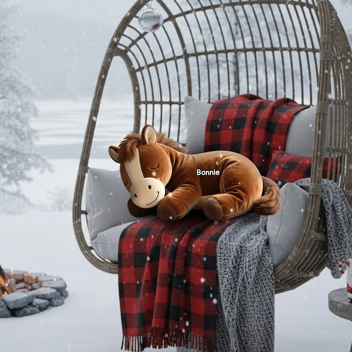 Sleeping Pony - Personalized Cozy Shaped Pillow