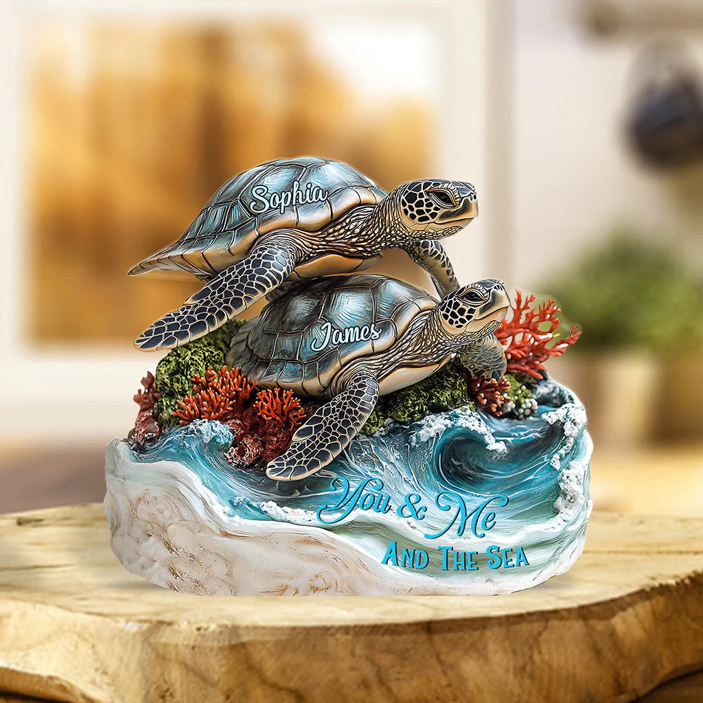 You And Me And The Sea - Personalized Turtle Custom Shaped Acrylic Plaque