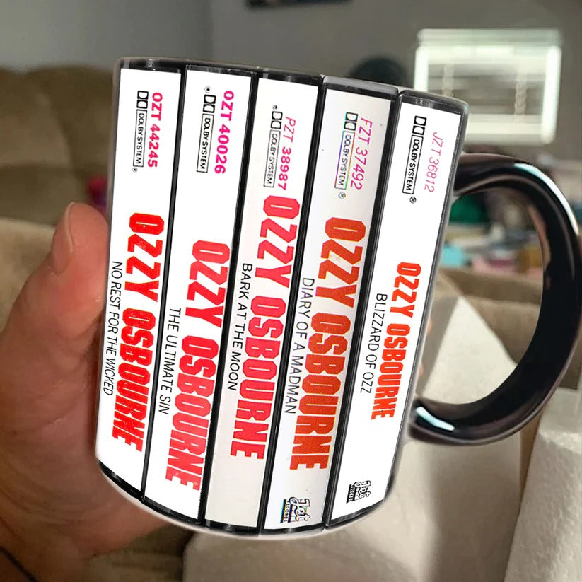 Ozzy Osbourne Albums Cassette Collection Retro Accent Mug