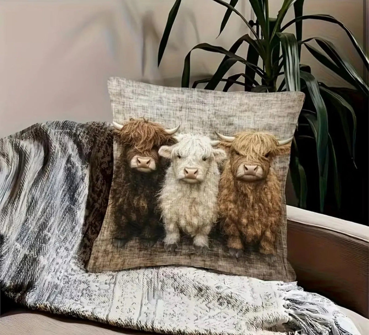 Personalized Scottish Highland Cattle Pillow Cover