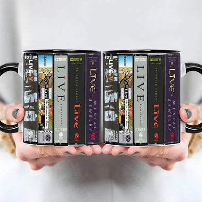 Live Albums Cassette Collection Retro Accent Mug
