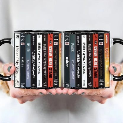 Usher Albums Cassette Collection Retro Accent Mug