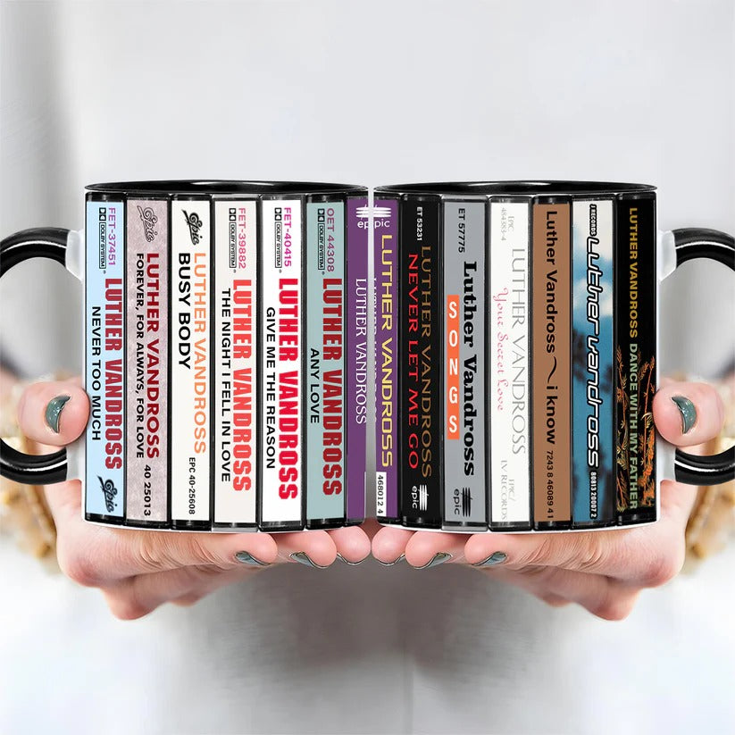 Luther Vandross Albums Cassette Collection Retro Accent Mug