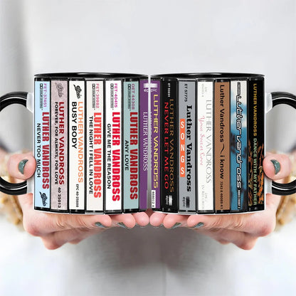 Luther Vandross Albums Cassette Collection Retro Accent Mug