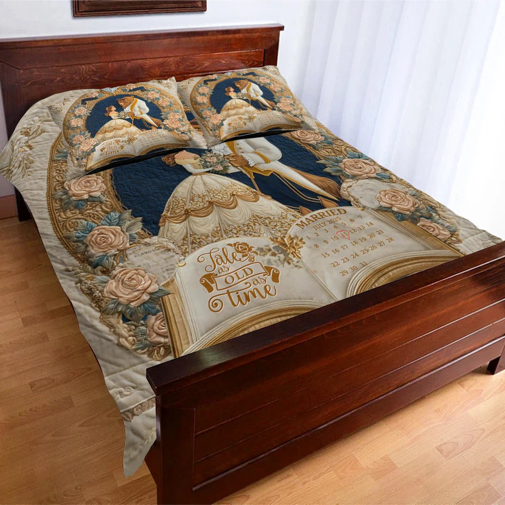Fairy Tale Romantic Tale As Old As Time - Personalized Couple Bedding Set
