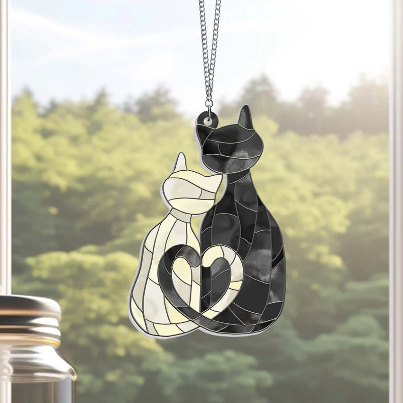 Cat Love Acrylic Hanging , Acrylic Window Hanging