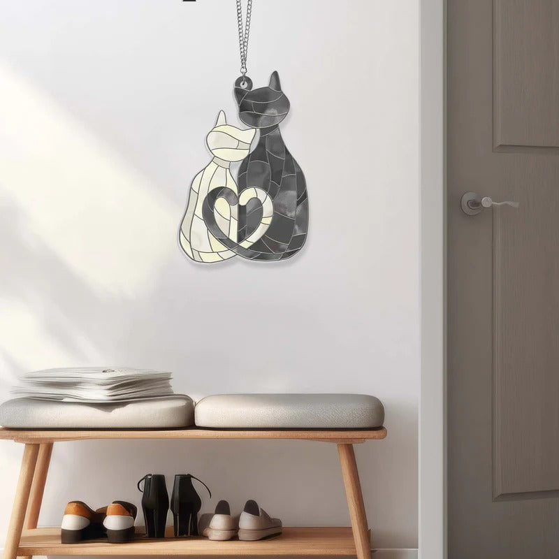 Cat Love Acrylic Hanging , Acrylic Window Hanging