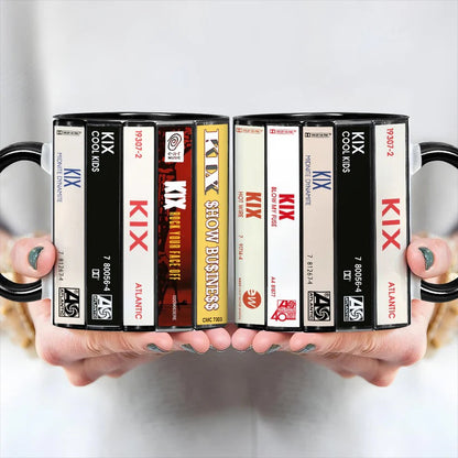Kix Albums Cassette Collection Retro Accent Mug