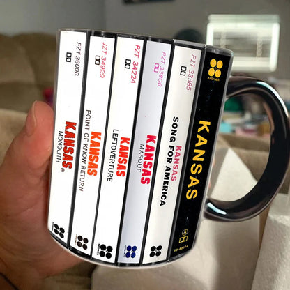Kansas Albums Cassette Collection Retro Accent Mug