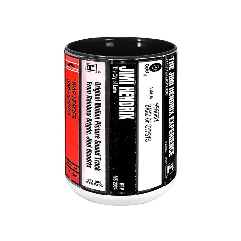 Jimi Hendrix Albums Cassette Collection Retro Accent Mug
