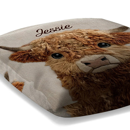 Cute Highland Cow - Personalized Highland Cow Pillow