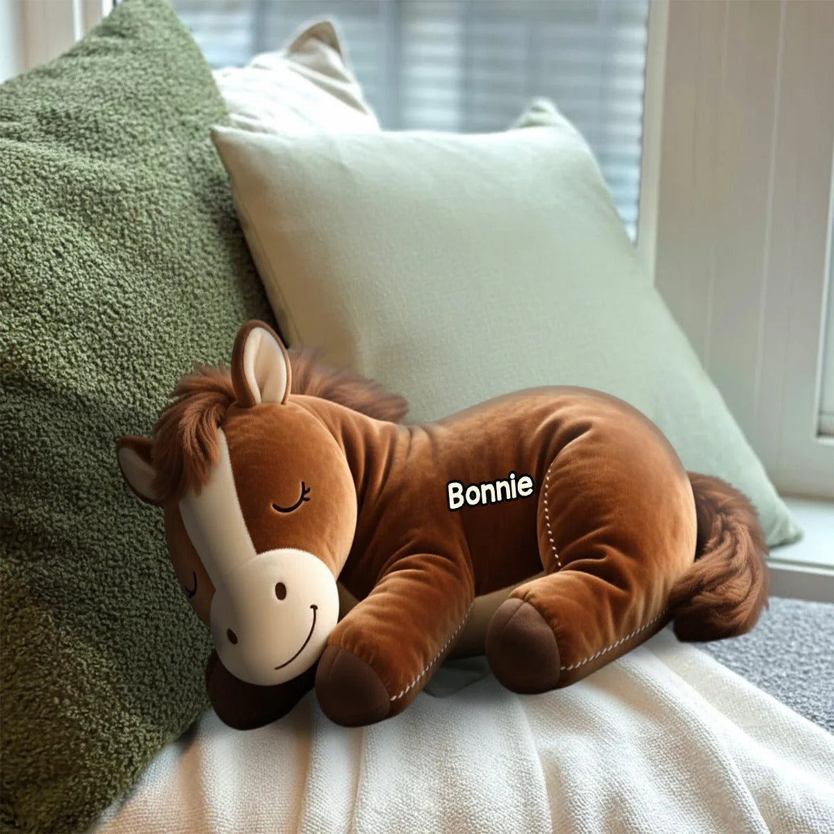 Sleeping Pony - Personalized Cozy Shaped Pillow