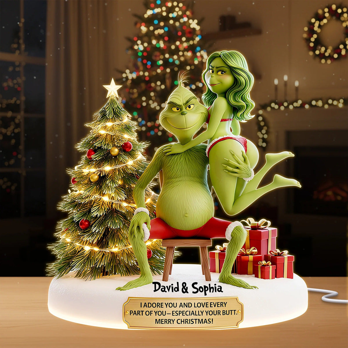 Mischievous Green Couples Light Box - Personalized Gift For Couples