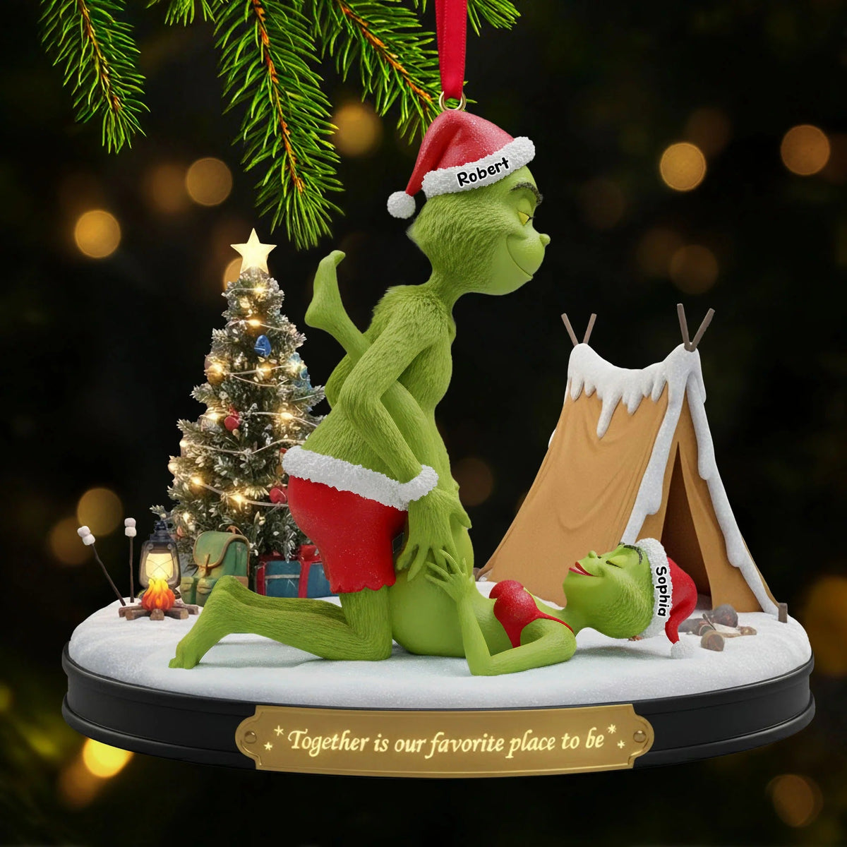 Cheeky Green Couple Ornament - Personalized Couple Ornament