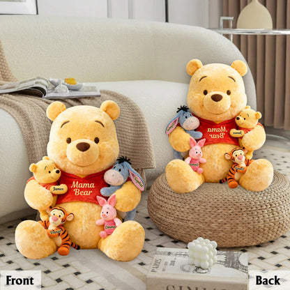 Mama Bear - Personalized Yellow Bear Premium Faux Fur Pillow