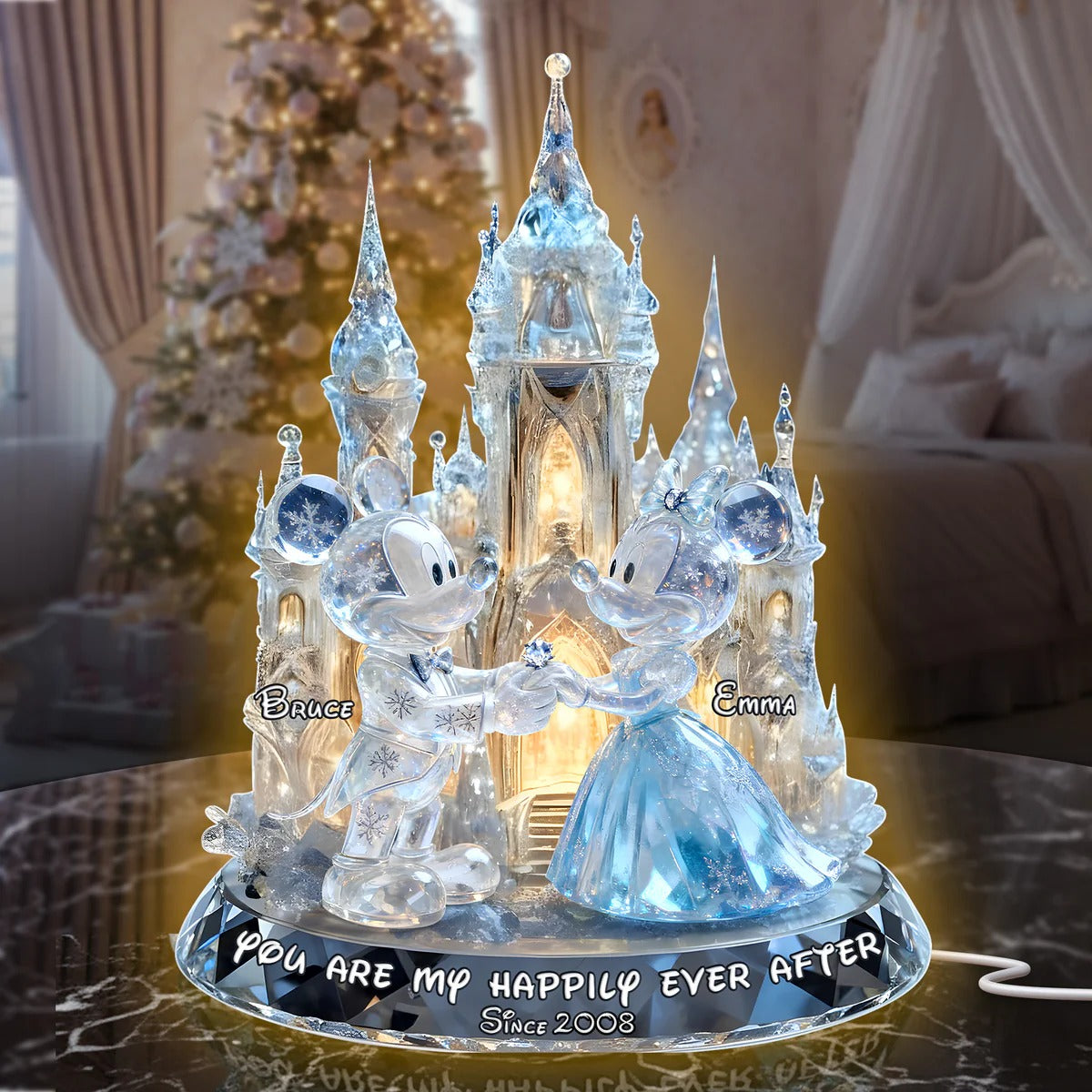 Shimmering Fairytail Couple Acrylic Light Box, Personalized Gifts For Couple