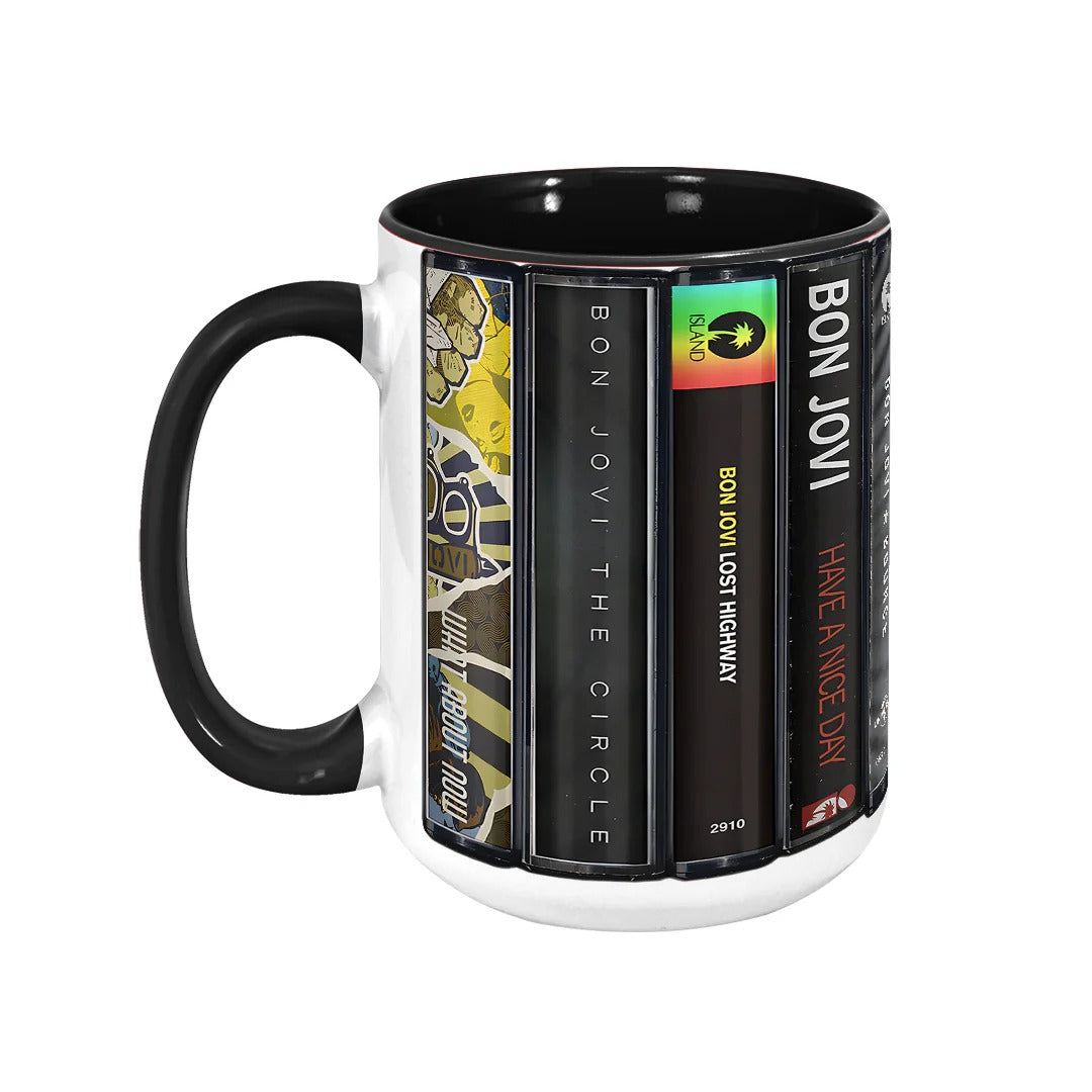 Bon Jovi Albums Cassette Collection Retro Accent Mug