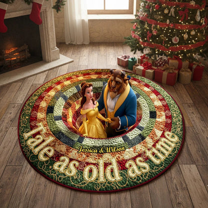 Couple Quilted Round Mat - Personalized Gifts For Couple