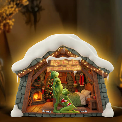Naughty Green Custom Shape Acrylic Light Box - Personalized Gift For Couples