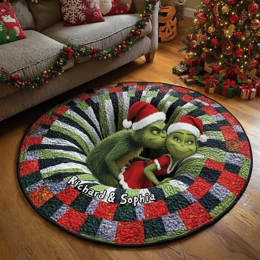 Funny Couple Quilted Round Mat - Personalized Gifts For Couple