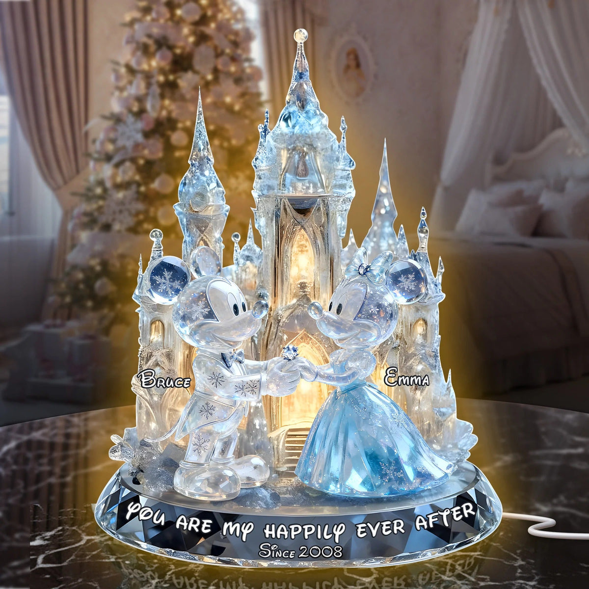 Shimmering Fairytail Couple Acrylic Light Box, Personalized Gifts For Couple