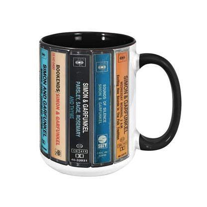 Simon & Garfunkel Albums Cassette Retro Collection Accent Mug
