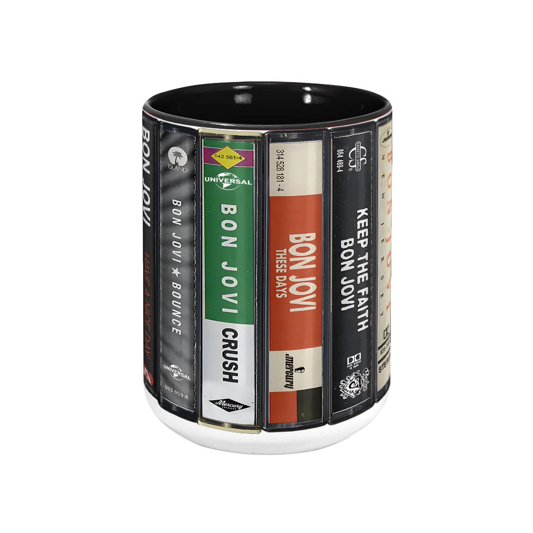 Bon Jovi Albums Cassette Collection Retro Accent Mug