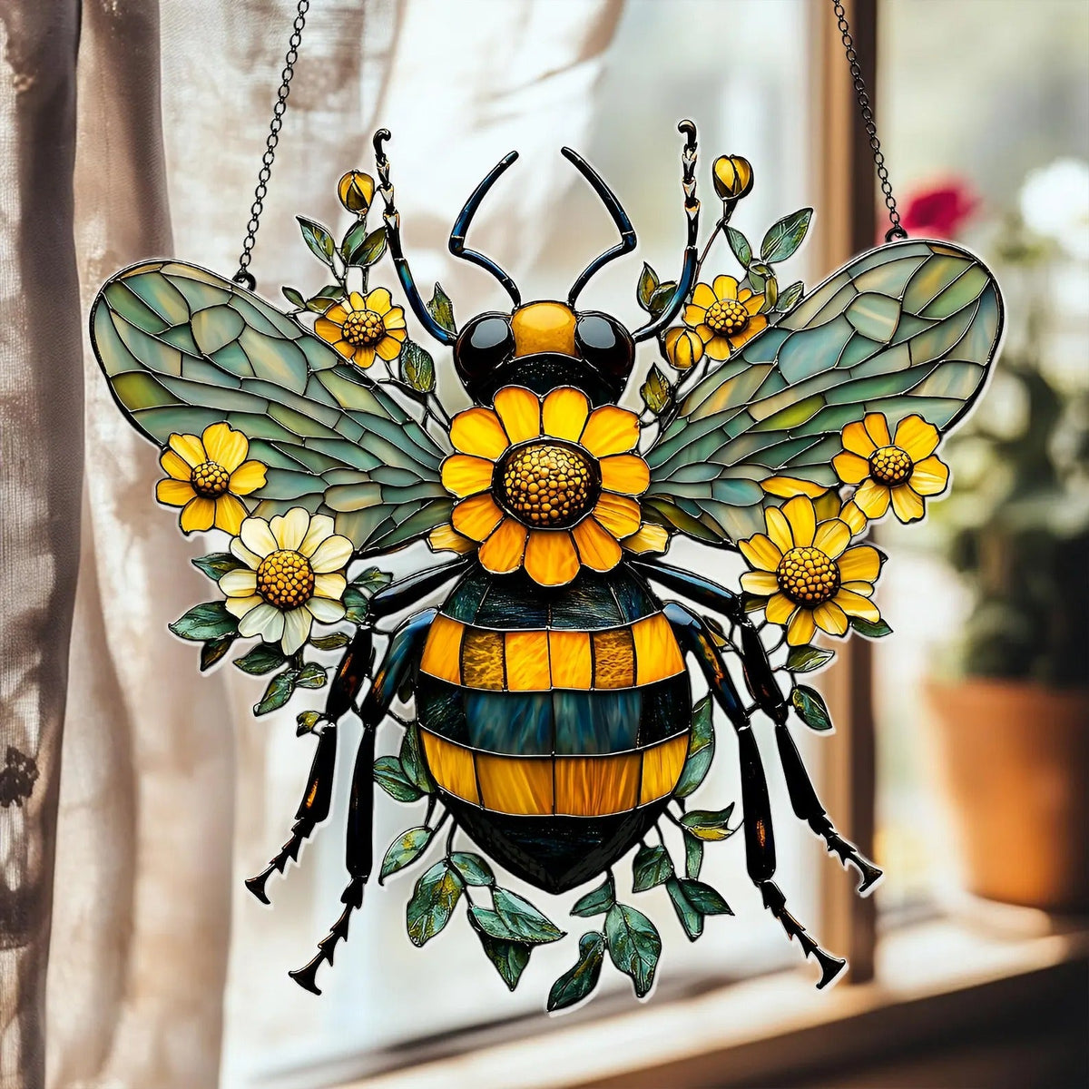 Daisy Bee Acrylic Window, Acrylic Window Hanging